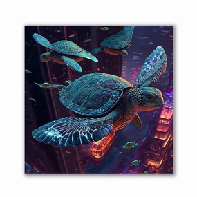 Flying Turtles by Catill framed mural artwork