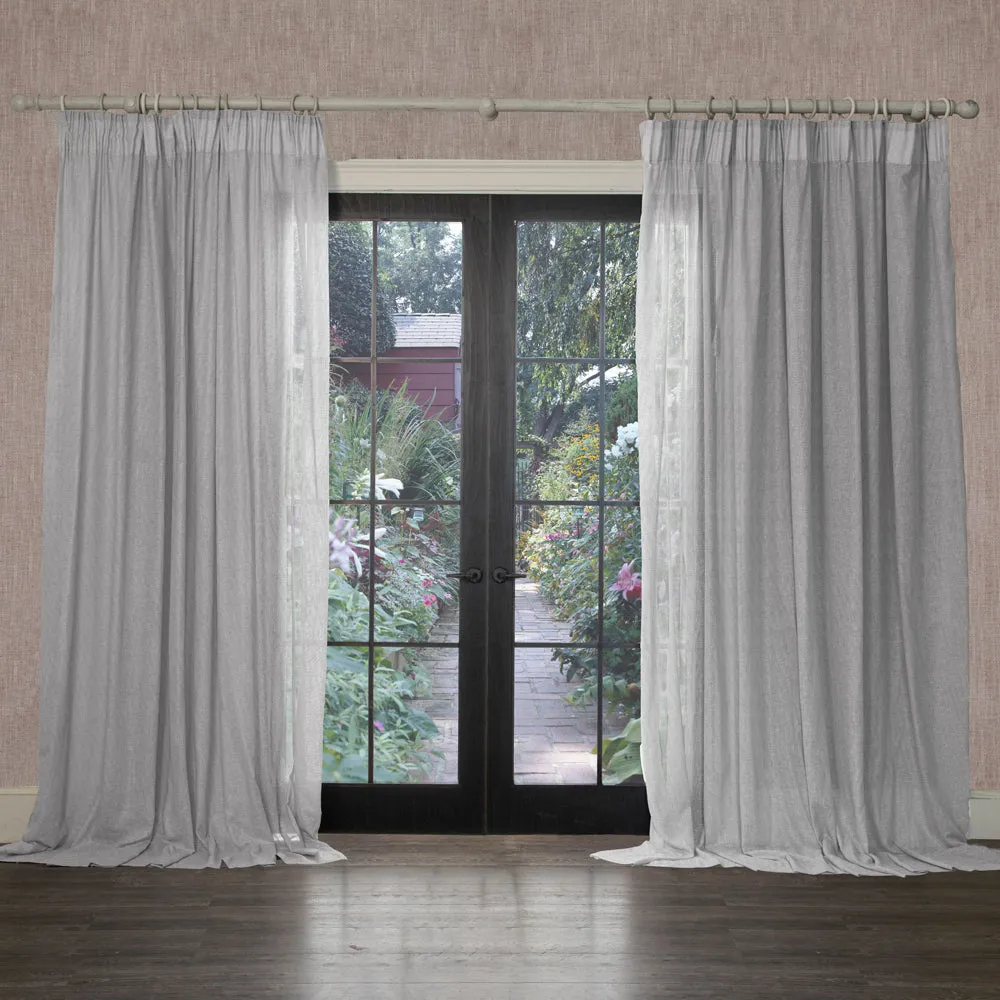 Focus Sheer Woven Pencil Pleat Curtains Zinc