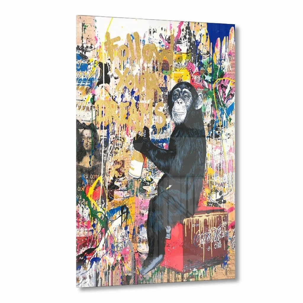 Follow Your Dreams by Banksy Gold on Acrylic framed mural artwork