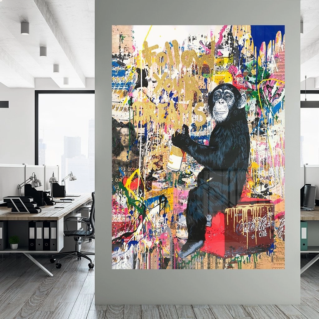 Follow Your Dreams by Banksy Gold on Acrylic