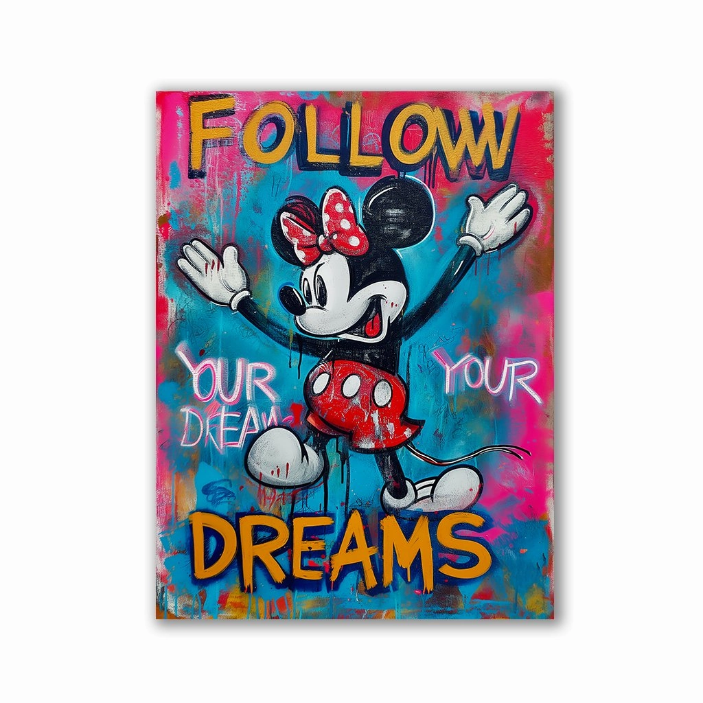 Follow your Dreams Minnie by Frank Daske framed mural artwork