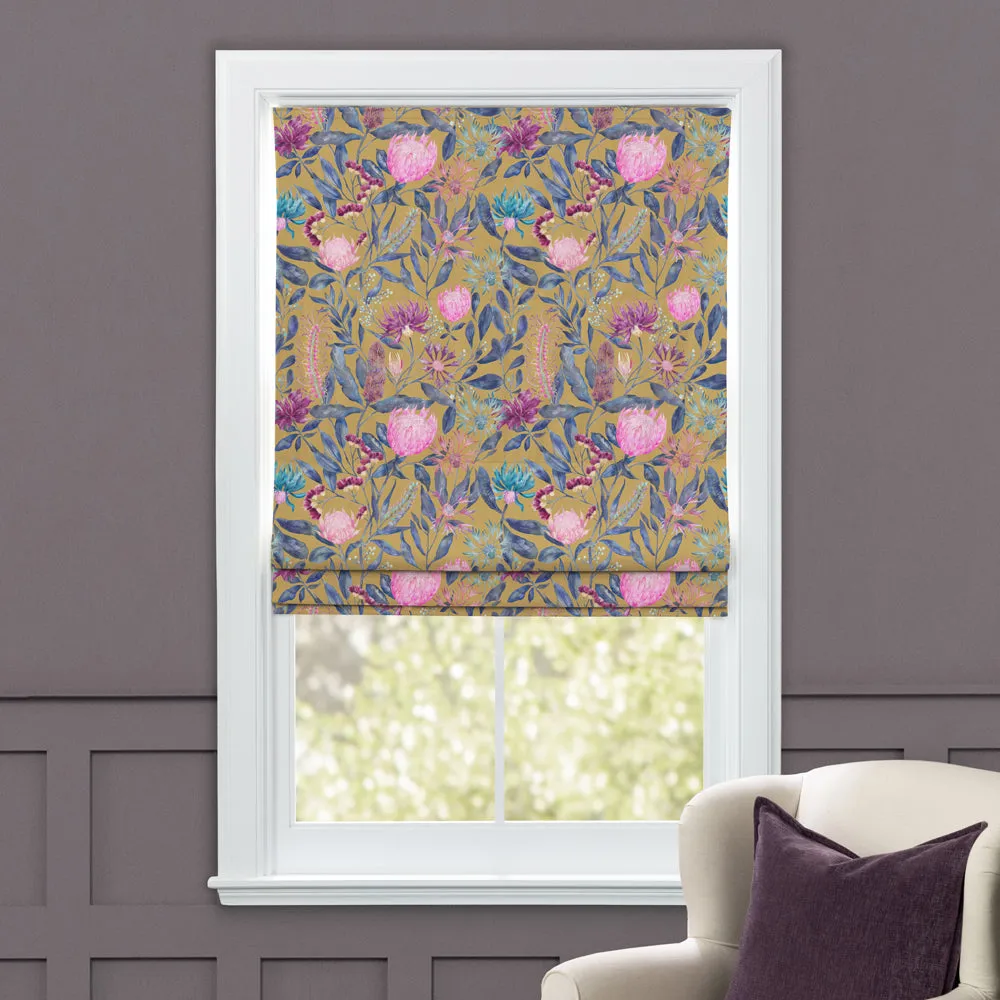 Fortazela Printed Cotton Made to Measure Roman Blinds Gold