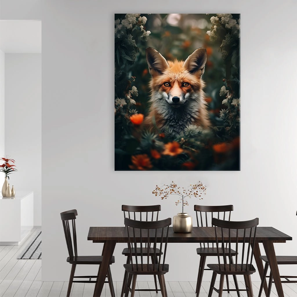 Fox Hiding Flowers by Zenzdesign