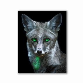 Fox with emerald eyes by Aldanis framed mural artwork