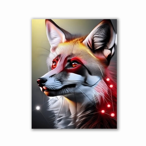 Fox with ruby-colored eyes by Aldanis framed mural artwork