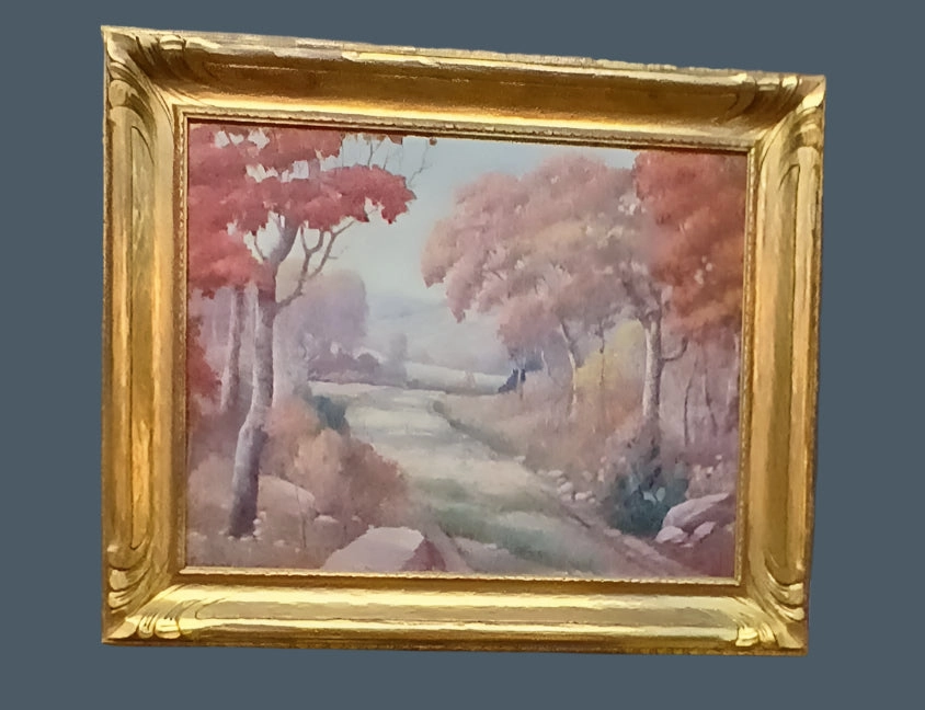FRAMED FALL SYLVAN OIL PAINTING SIGNED FREDRICK JARVIS TEXAS ARTIST