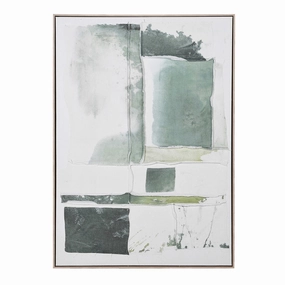Framed Green and Cream Abstract Textured Canvas 102cm modern mural painting