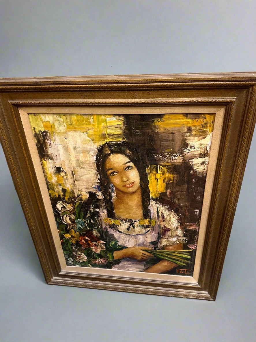 FRAMED ITALIAN IMPRESSIONIST LADY PORTRAIT OIL PAINTING artistic wall mural