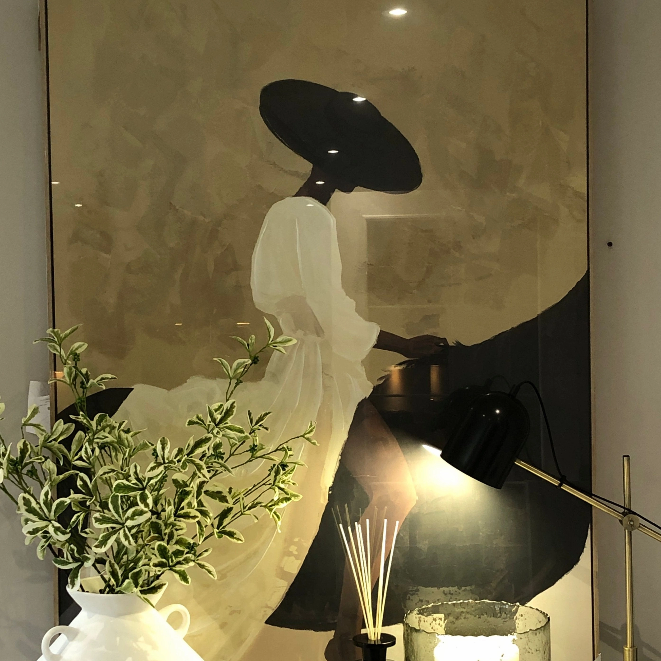 Framed Lady on Horse Print 140cm