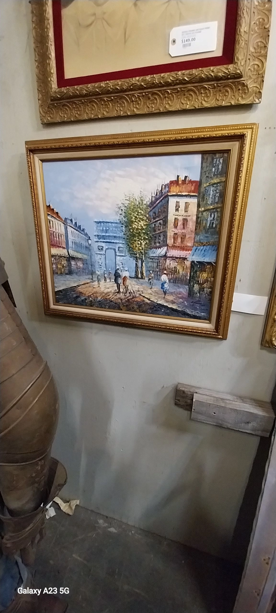 FRAMED MID CENTURY CITY SCAPE OIL PAINTING