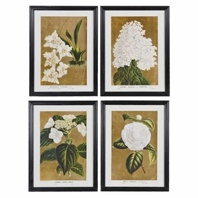 Framed Set of Four White Florals Wall Art 60cm modern mural painting