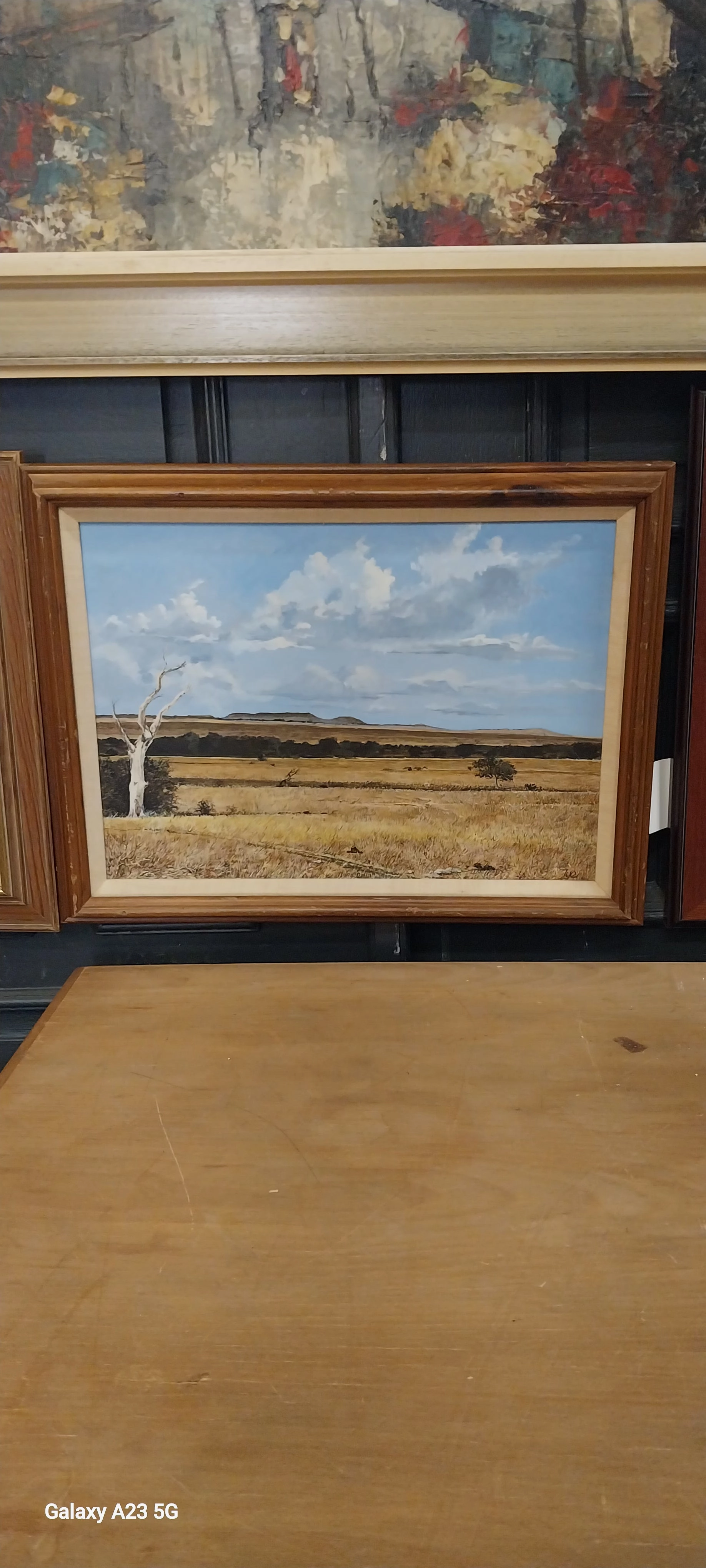 FRAMED TEXAS HILL COUNTRY  SUMMER OIL PAINTING artistic wall mural