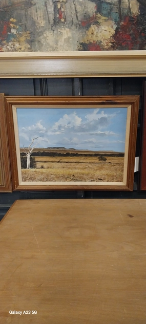 FRAMED TEXAS HILL COUNTRY  SUMMER OIL PAINTING artistic wall mural