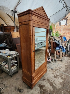 FRENCH FAUX BAMBOO MIRRORED ARMOIRE artistic wall mural
