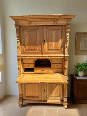 FRENCH PINE PRESS ON DESK ON CABINET artistic wall mural
