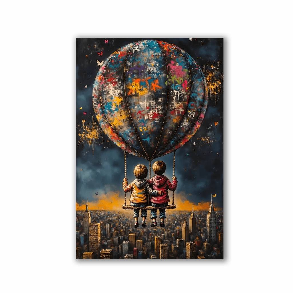 Friends above the Clouds by Adrian Vieriu framed mural artwork