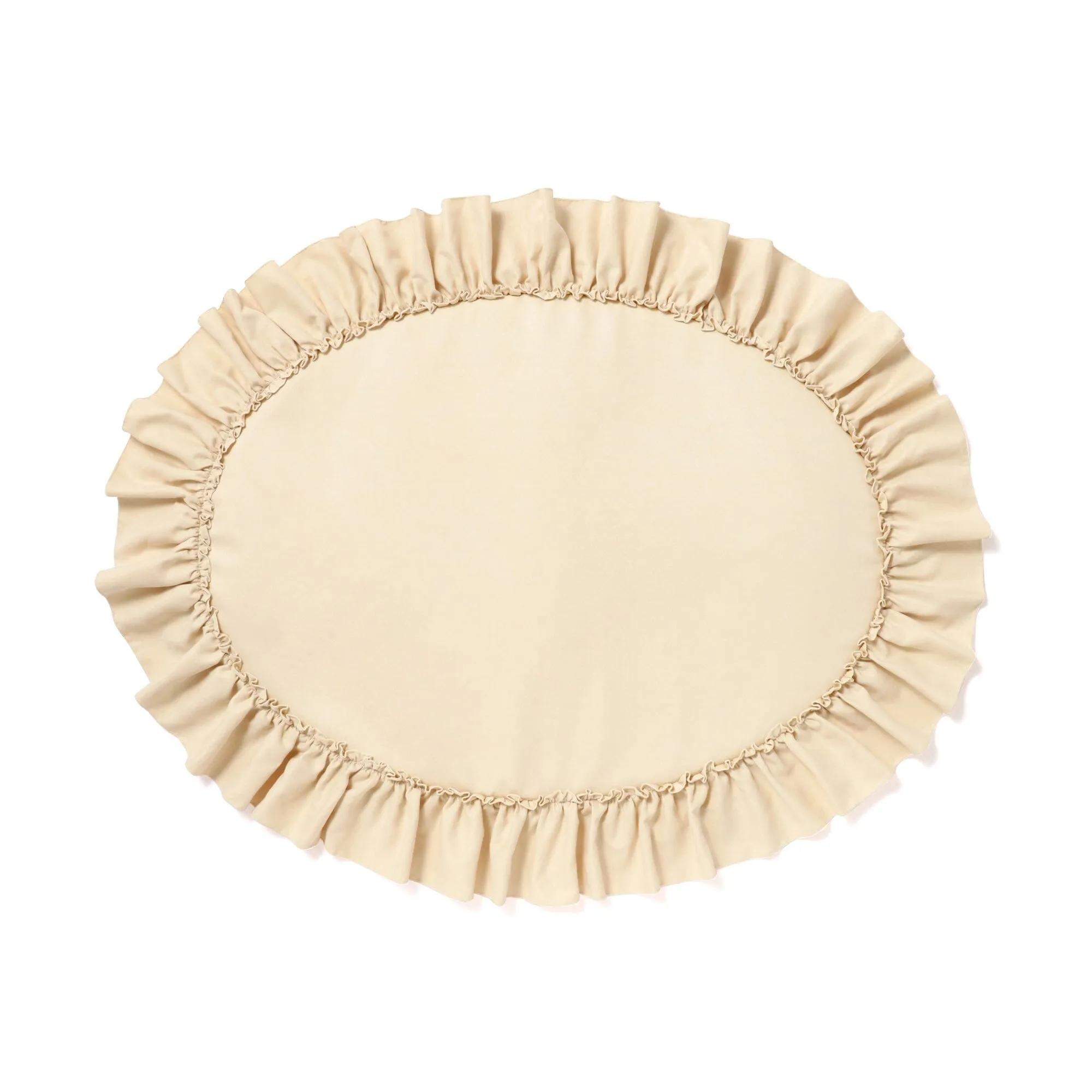 Frill Oval Mat Ivory neutral everyday carpet