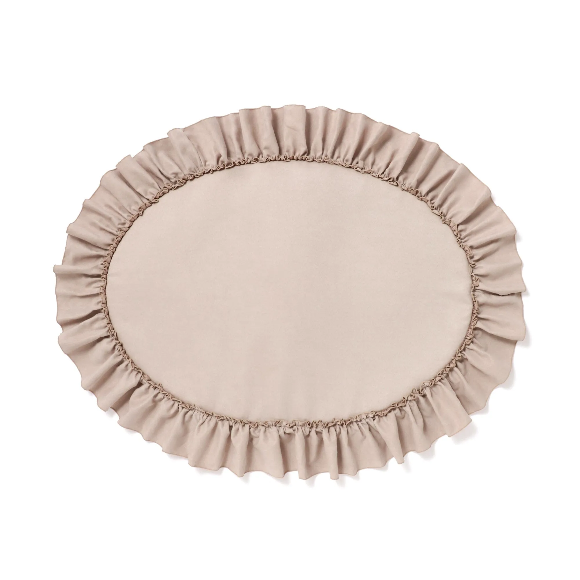 Frill Oval Mat Light Grey neutral everyday carpet