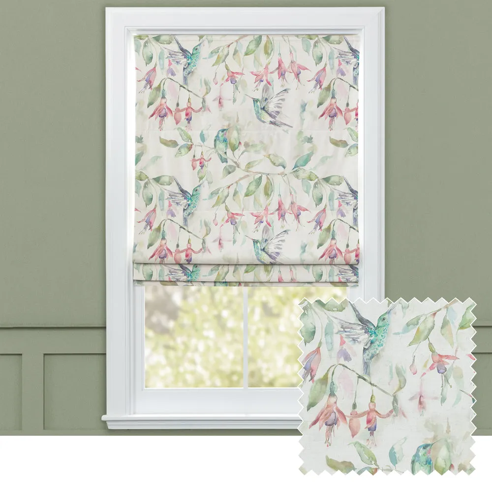 Fuchsia Flight Printed Cotton Made to Measure Roman Blinds Cream chic floor carpet  