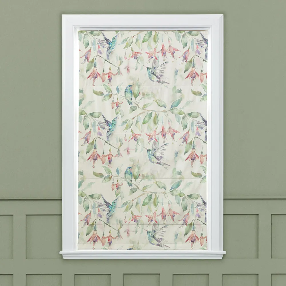 Fuchsia Flight Printed Cotton Made to Measure Roman Blinds Cream