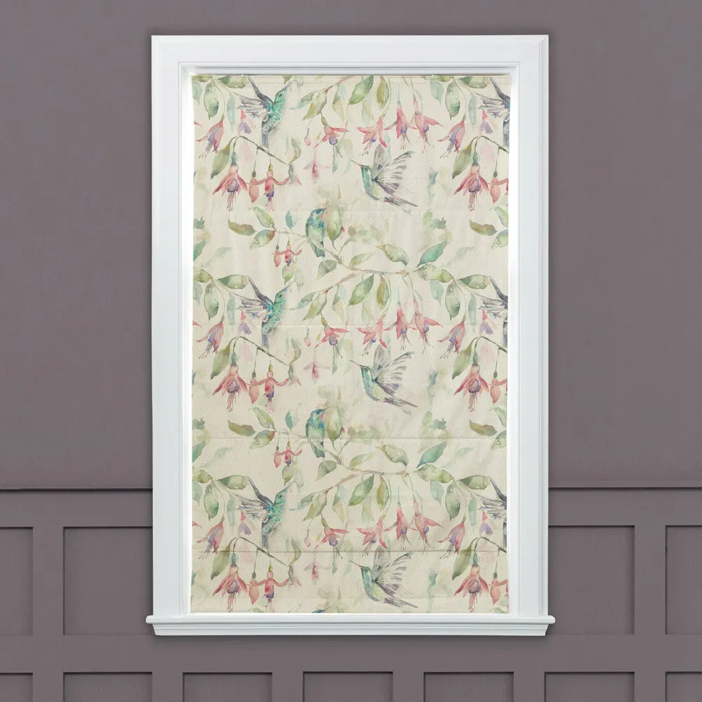 Fuchsia Flight Printed Cotton Made to Measure Roman Blinds Linen