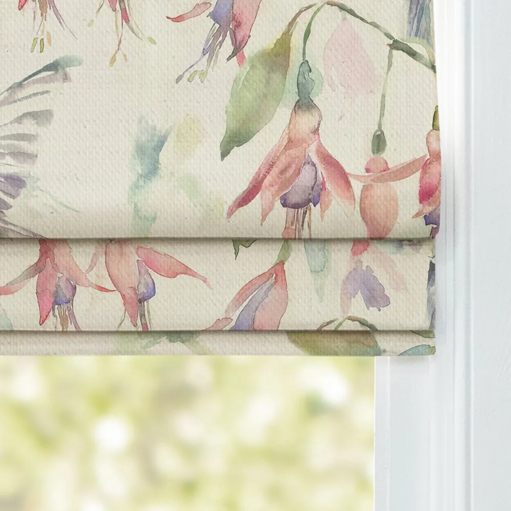 Fuchsia Flight Printed Cotton Made to Measure Roman Blinds Linen