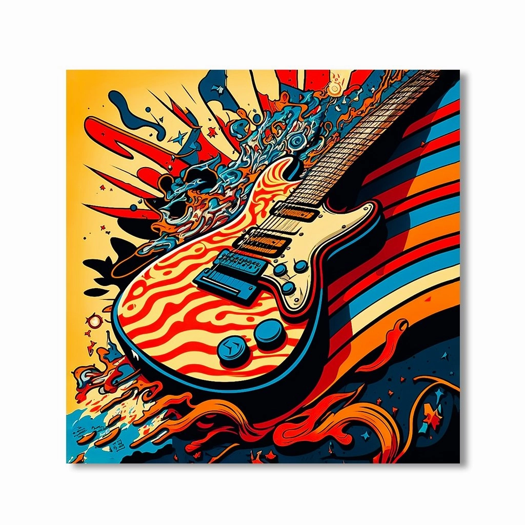 Funky Guitar by Nilo framed mural artwork