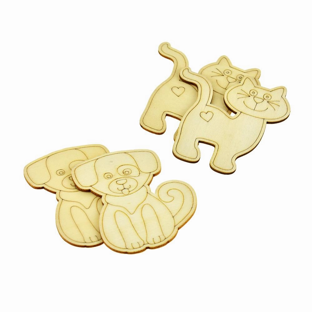 Furry Pals DIY Wood Cut-Outs, 3-3/4-Inch wooden room decoration