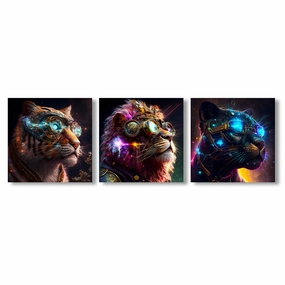 Galaxy Wildcats - Triptych by Himmelmiez framed mural artwork
