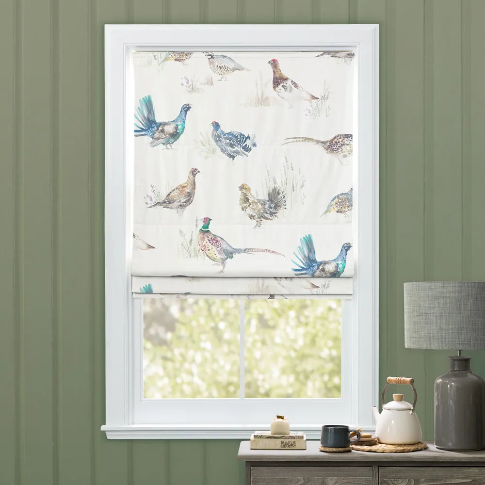Game Birds Printed Linen Made to Measure Roman Blinds Cream