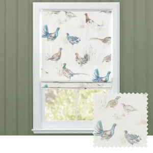 Game Birds Printed Linen Made to Measure Roman Blinds Cream chic floor carpet  
