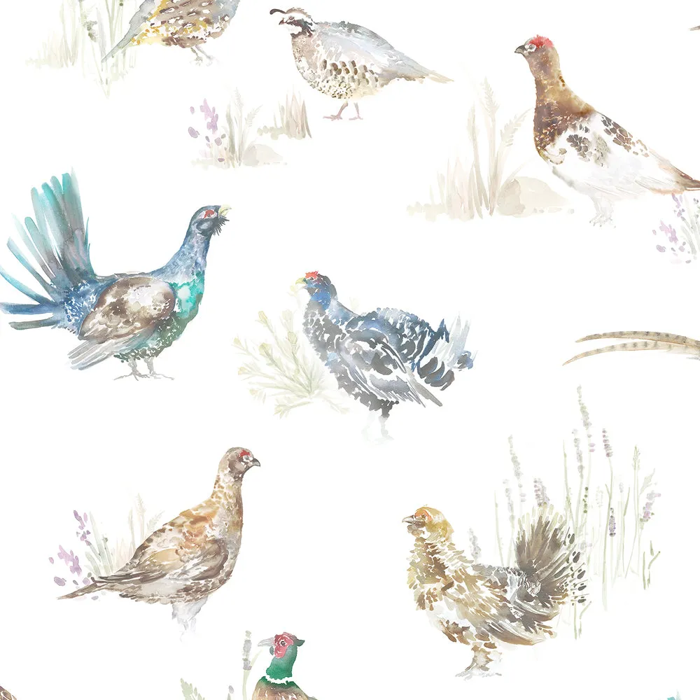 Game Birds Printed Linen Made to Measure Roman Blinds Natural