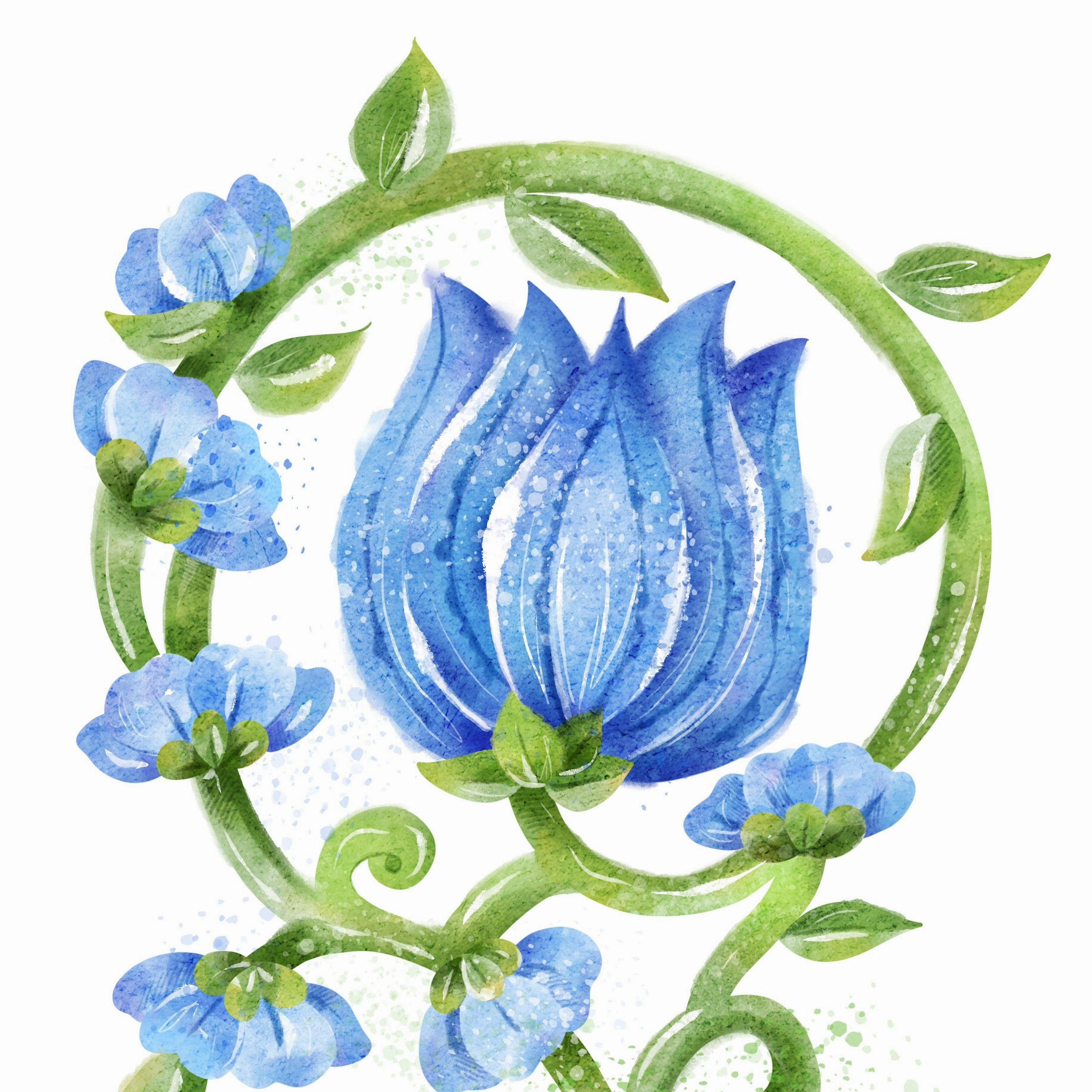 Garden and Vine Blue Place Cards