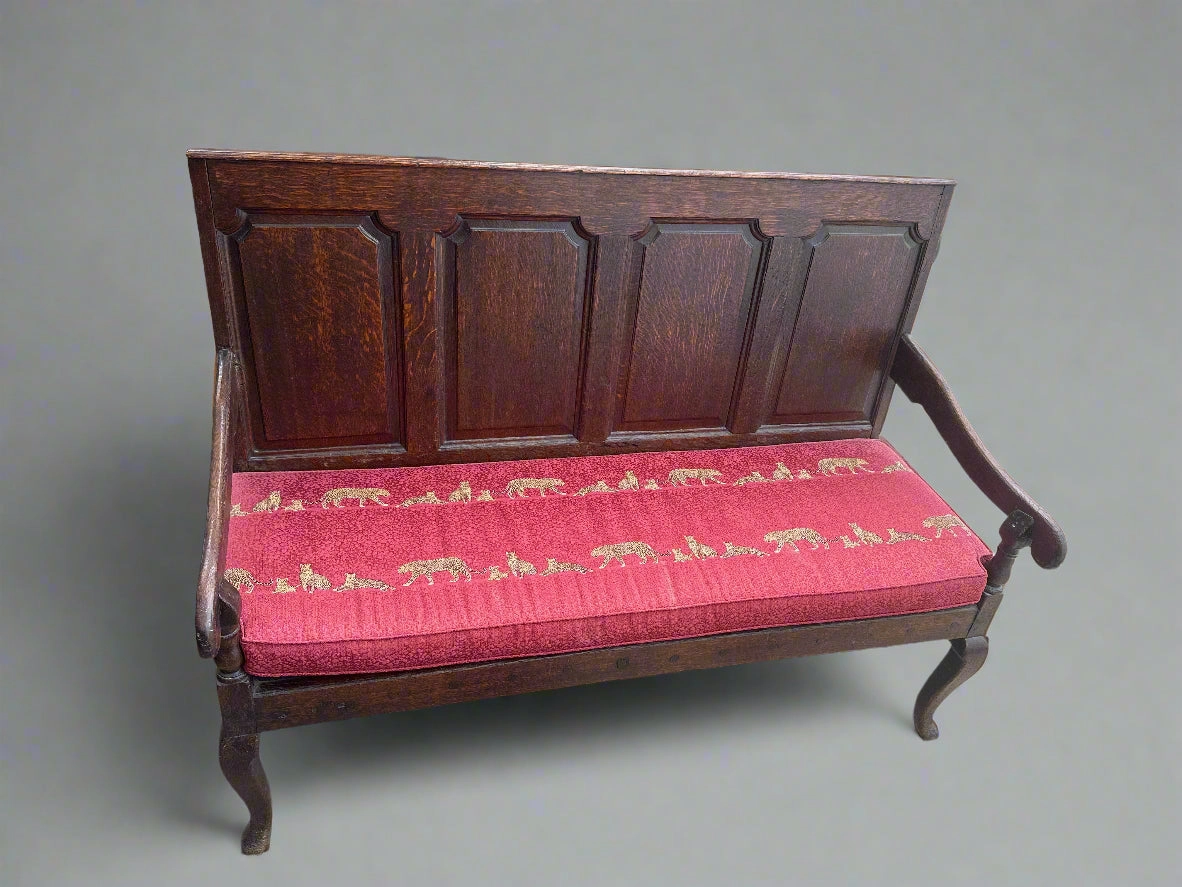 GEORGIAN OAK SETTEE WITH TIGER UPHOLSTERY artistic wall mural