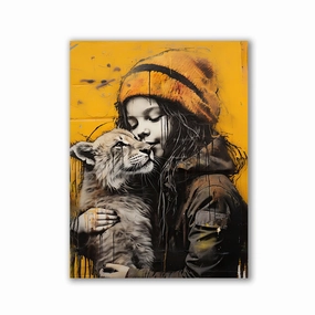 Girl and lion by Daniel Decker framed mural artwork