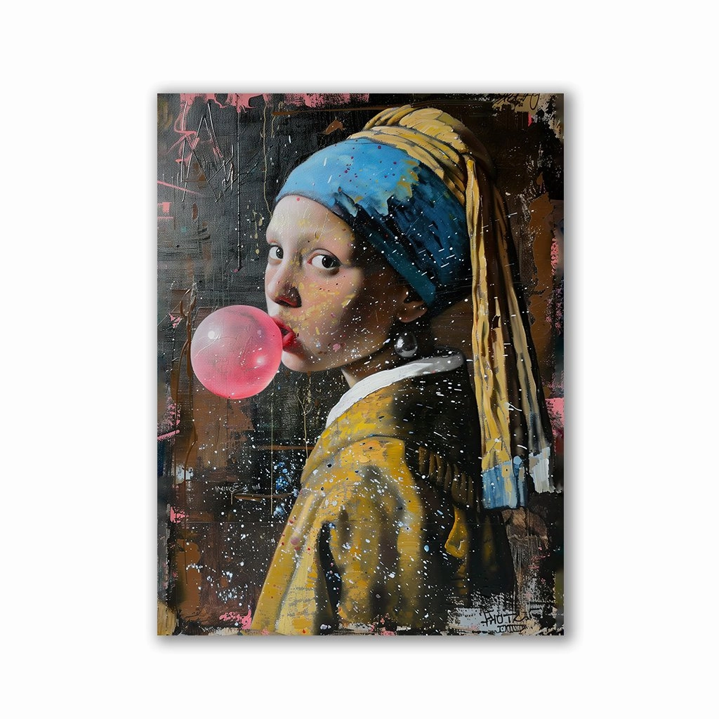 Girl with Bubblegum by Daniel Decker framed mural artwork