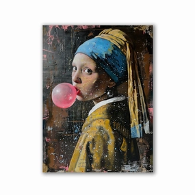 Girl with Bubblegum by Daniel Decker framed mural artwork
