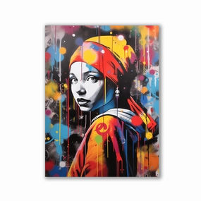 Girl with Pearl Earing - Banksystyle by Frank Daske framed mural artwork