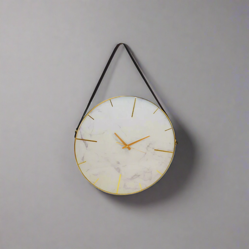 Glass clock white marble 60 cm decorative home ornament