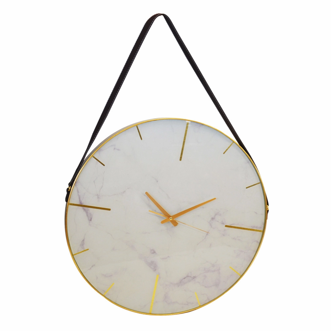 Glass clock white marble 60 cm
