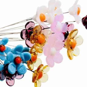 Glass Flowers on Stem minimalist art object  