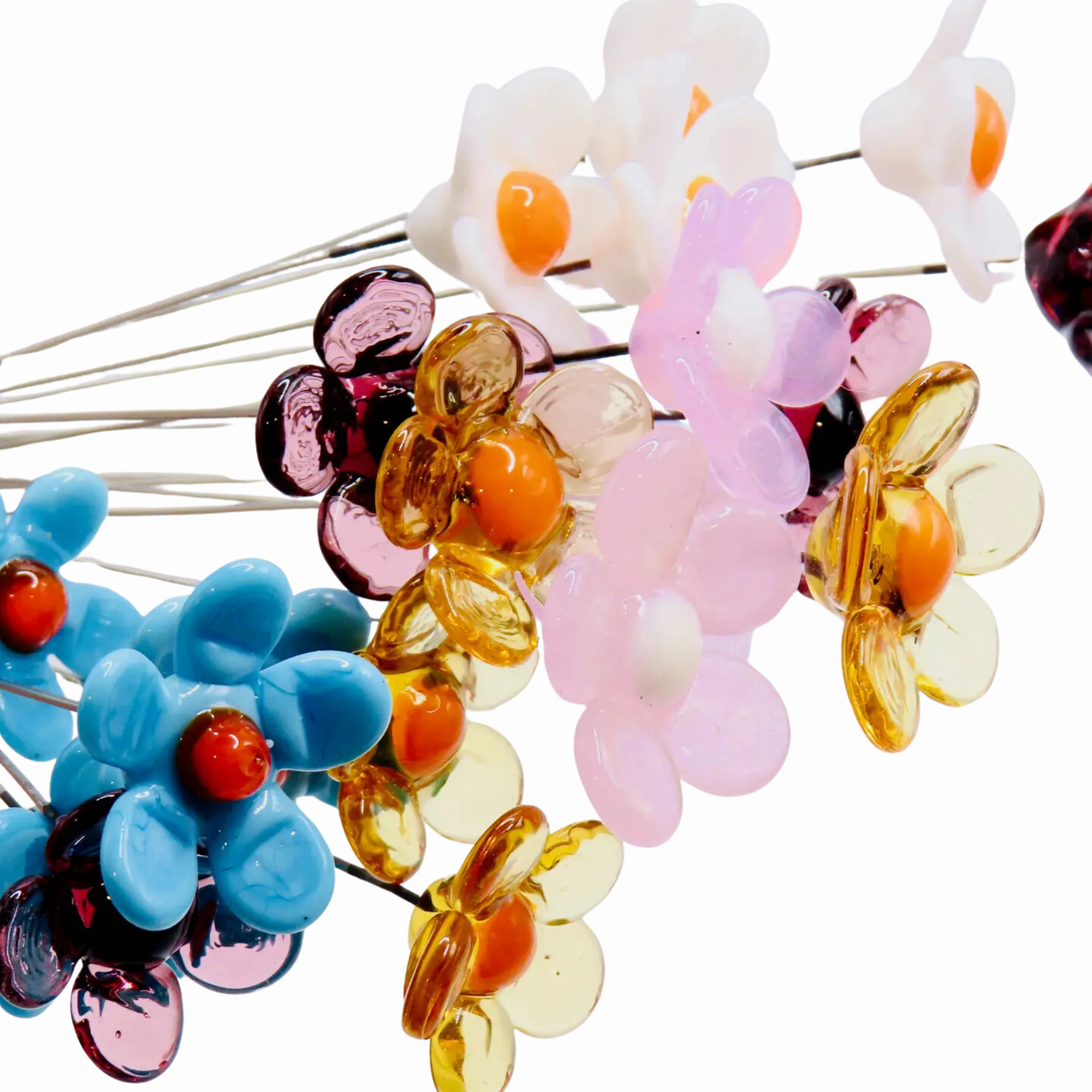 Glass Flowers on Stem minimalist art object  