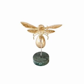 GOLD BUMBLEBEE ON MARBLE BASE 16X13X8CM decorative home ornament