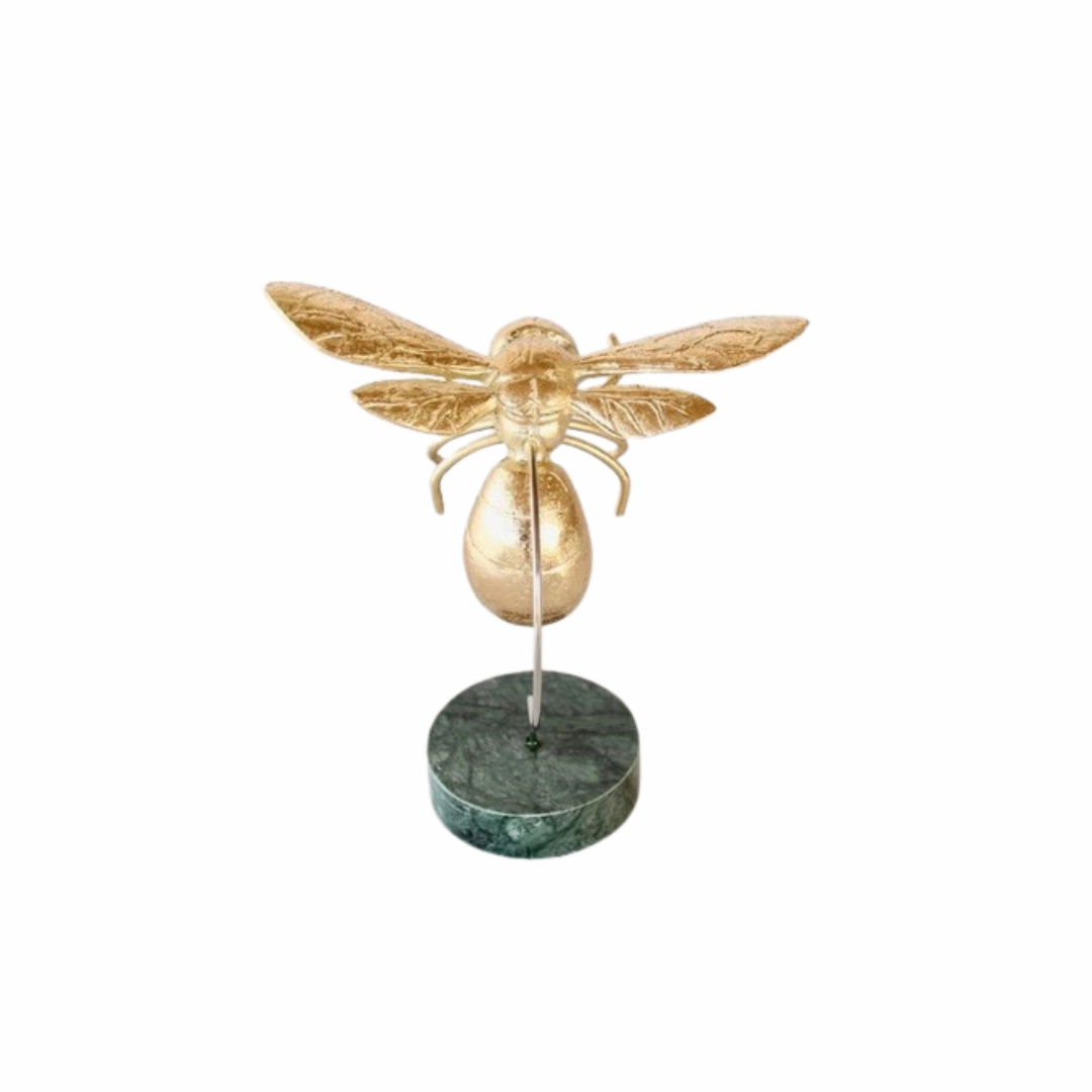 GOLD BUMBLEBEE ON MARBLE BASE 16X13X8CM decorative home ornament
