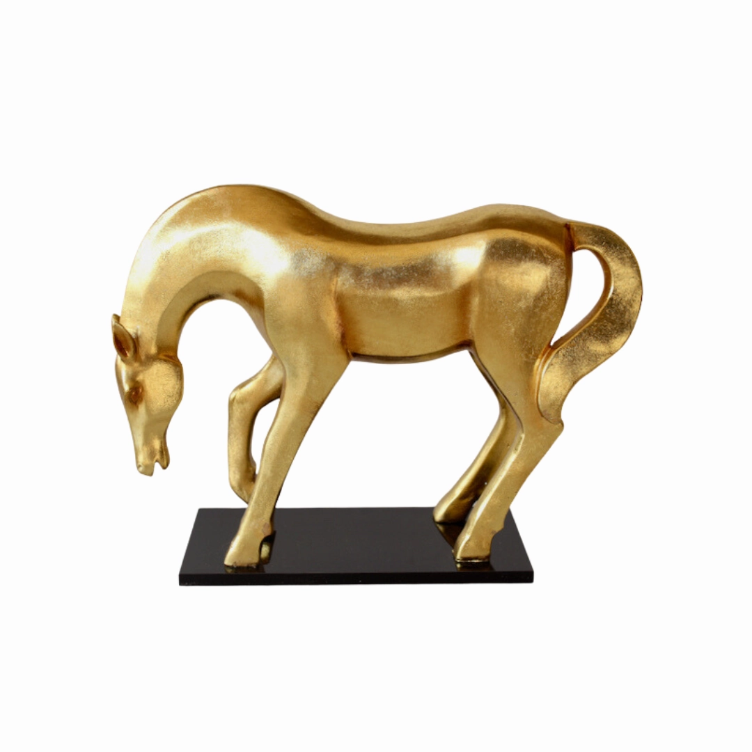 Gold Horse On Black Base decorative home ornament