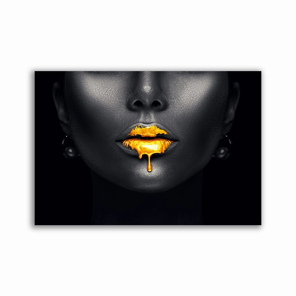 Gold Kiss framed mural artwork