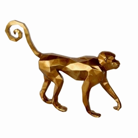 GOLD ORIGAMI MONKEY 13X30CM decorative home ornament