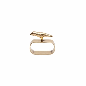 Gold Perched Bird Napkin Rings cute desktop display