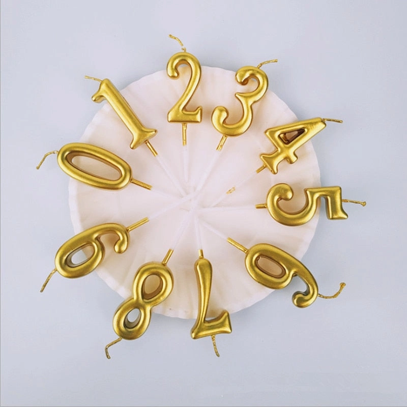 Gold Silver Number Candles ceramic table ornament