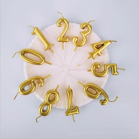 Gold Silver Number Candles ceramic table ornament